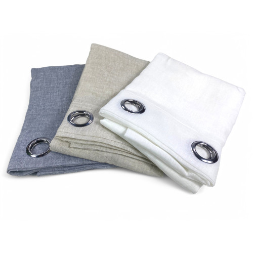 Tenda Simply Effetto Lino 140x300 cm Bianco - Tinta Unita Semitrasparente - Poliestere con Anelli - Stile Moderno